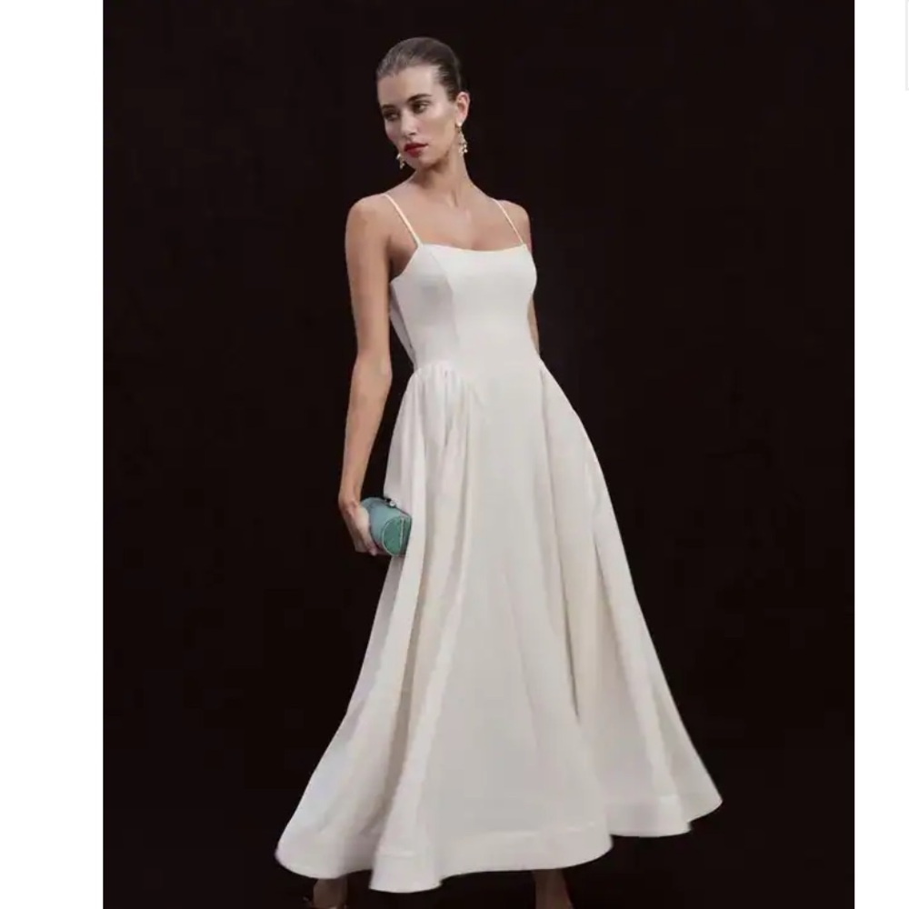 Reformation Bonie Dress Elegant Spaghetti Strap A-Line sz 2 Fior Di Latte Ivory